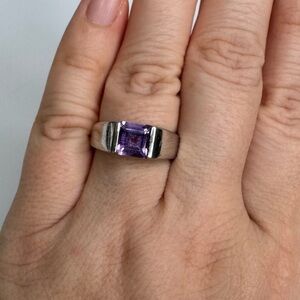 Sterling Silver and Amethyst Ring Engagement Women's Men’s Unisex size 7.75